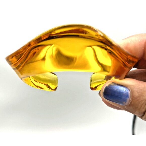 Baccarat France Crystal OCEANE PARMA GRANDE Wave Modernist Cuff Bracelet Gold - Picture 8 of 12